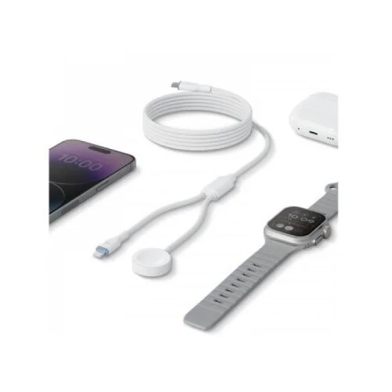 Bazic Gocharge Deuce Cable, Usb-C To Lightning With Watch Charger 1.8M- White